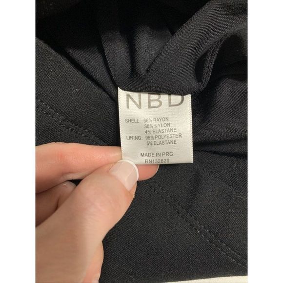 nbd womens solid black v neck Bodycon deep plunge tank mini dress small - Picture 4 of 5